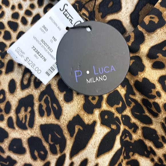 P Luca Milano Women’s High Low Blouse Leopard print NWT Size Large - Picture 3 of 6